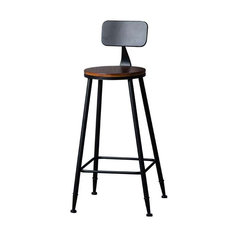 Indoor Industrial Style Wood Top Barstool Metal 4 Legs Bar Stool with Pedal