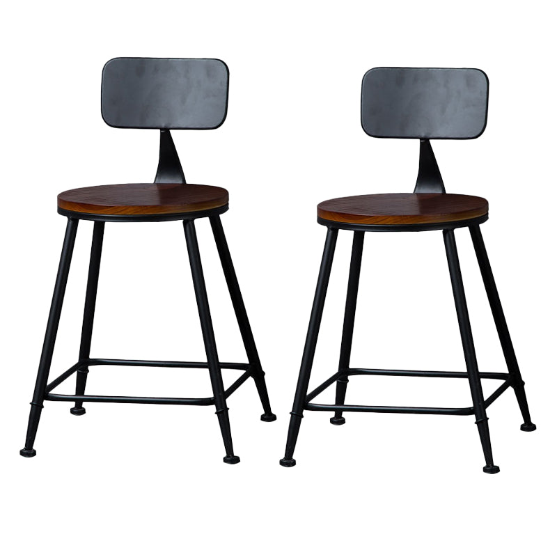 Indoor Industrial Style Wood Top Barstool Metal 4 Legs Bar Stool with Pedal