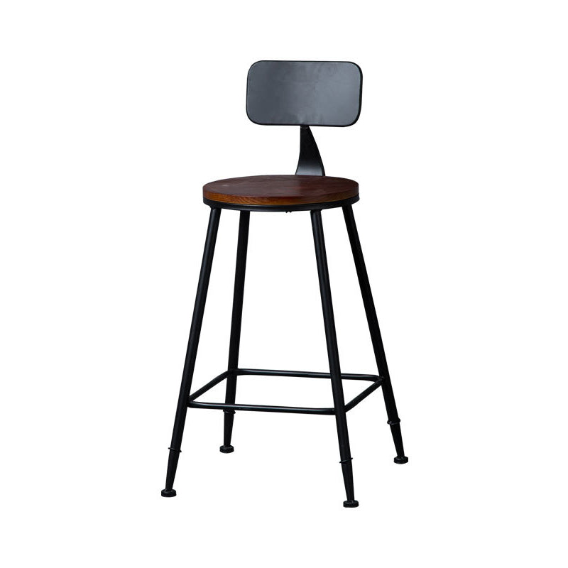 Indoor Industrial Style Wood Top Barstool Metal 4 Legs Bar Stool with Pedal