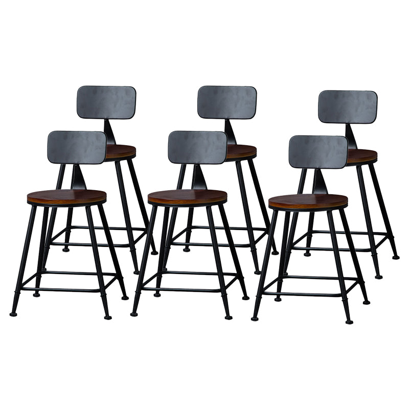 Indoor Industrial Style Wood Top Barstool Metal 4 Legs Bar Stool with Pedal