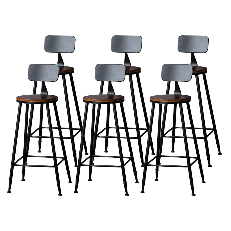 Indoor Industrial Style Wood Top Barstool Metal 4 Legs Bar Stool with Pedal