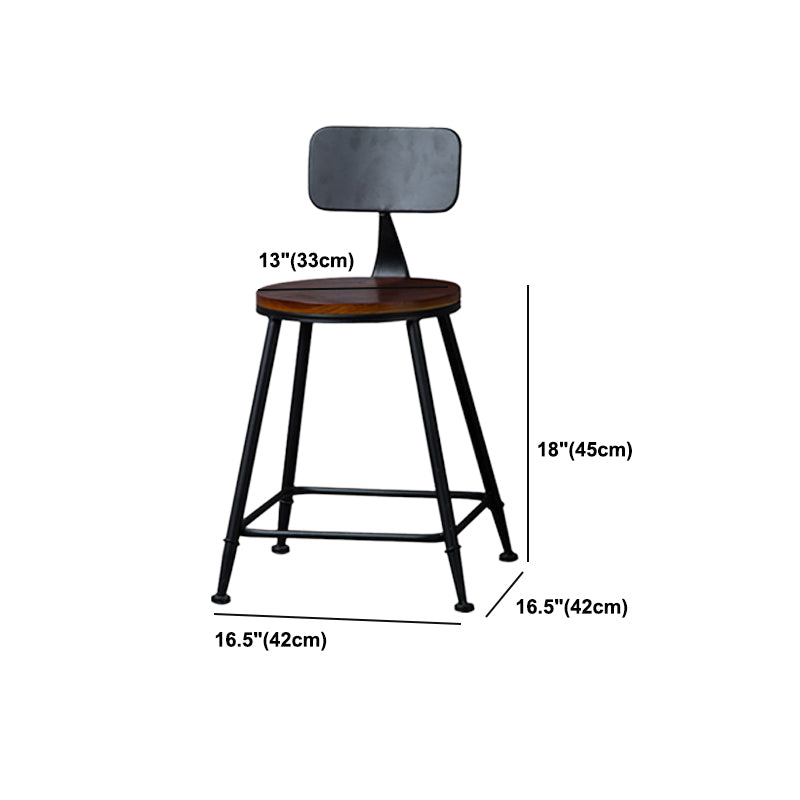 Indoor Industrial Style Wood Top Barstool Metal 4 Legs Bar Stool with Pedal