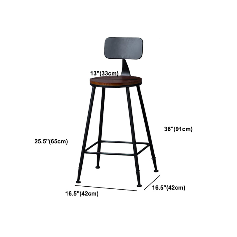 Indoor Industrial Style Wood Top Barstool Metal 4 Legs Bar Stool with Pedal