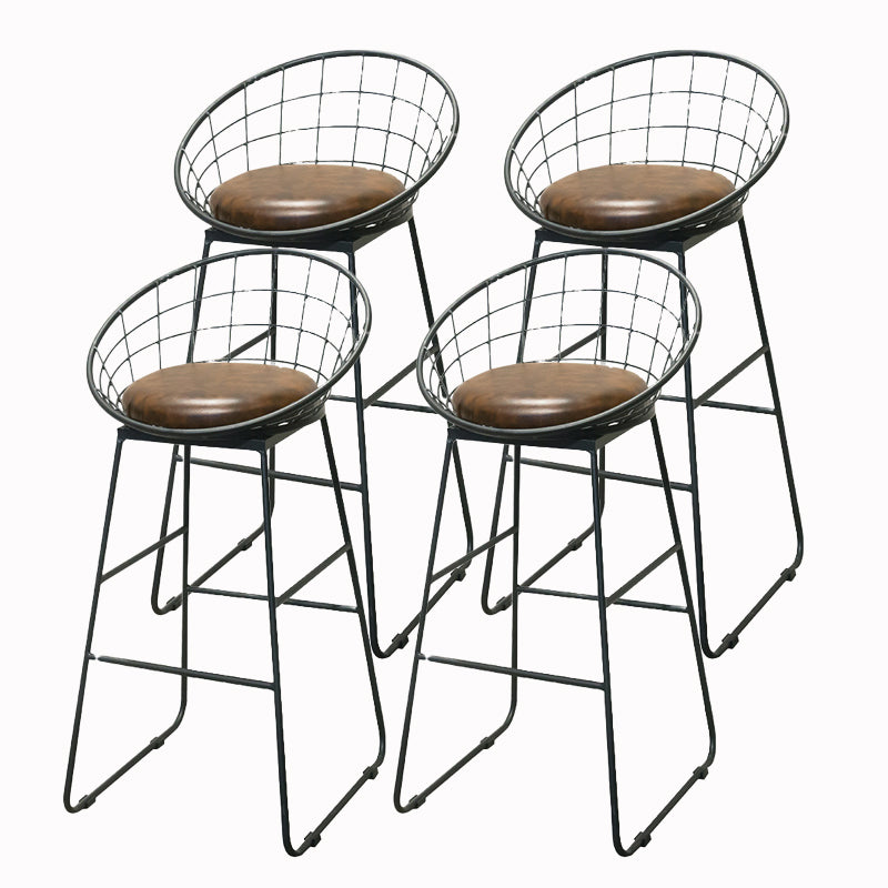 Dining Room Industrial Style Barstool Iron Pedestal Bar Stool with Pedal