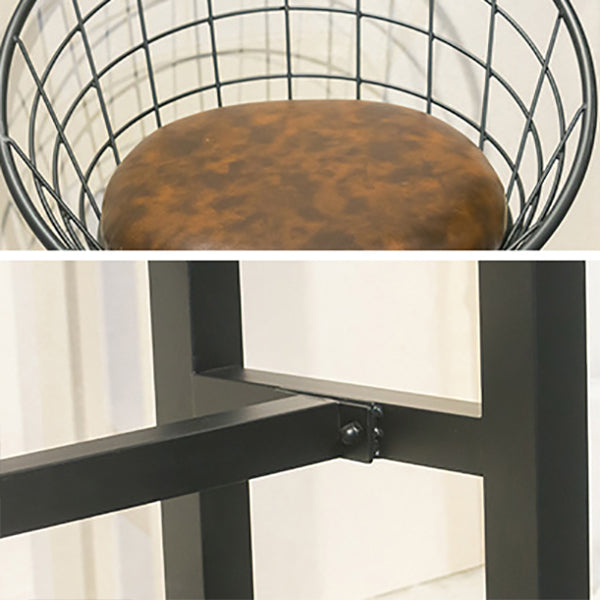 Dining Room Industrial Style Barstool Iron Pedestal Bar Stool with Pedal