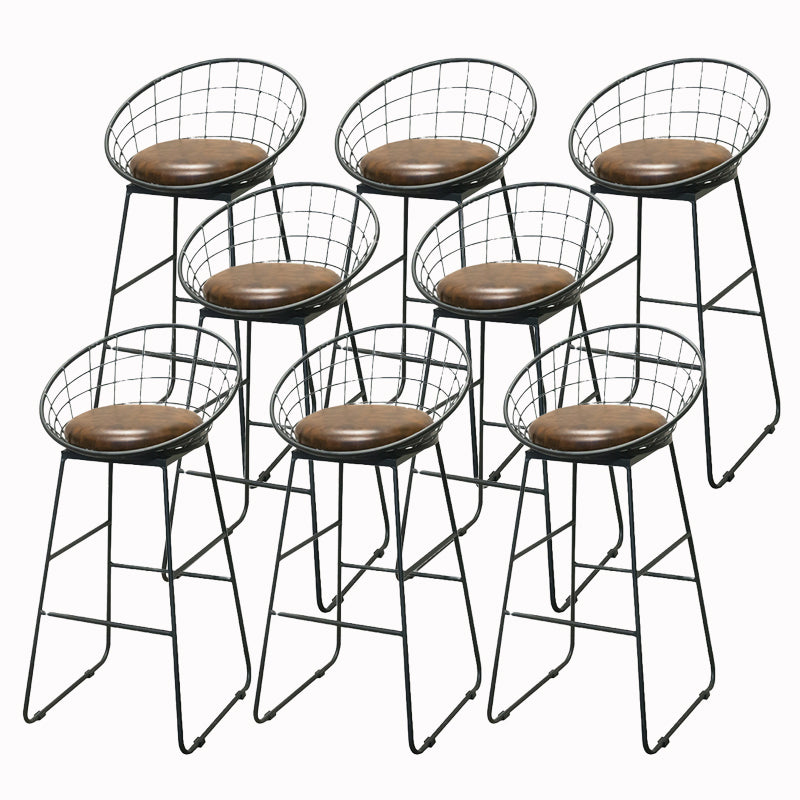 Dining Room Industrial Style Barstool Iron Pedestal Bar Stool with Pedal