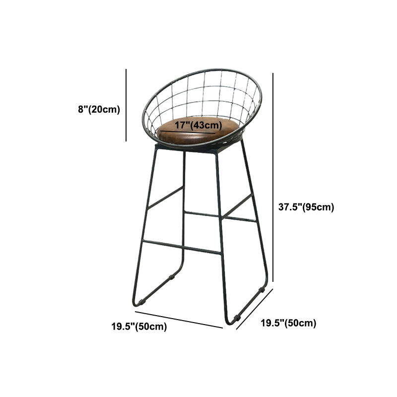 Dining Room Industrial Style Barstool Iron Pedestal Bar Stool with Pedal