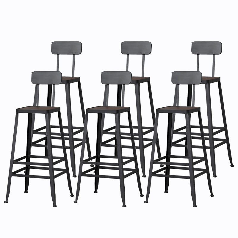 Industrial Style Wood Top Barstool Indoor Black 4 Legs Bar Stool for Coffee Shop