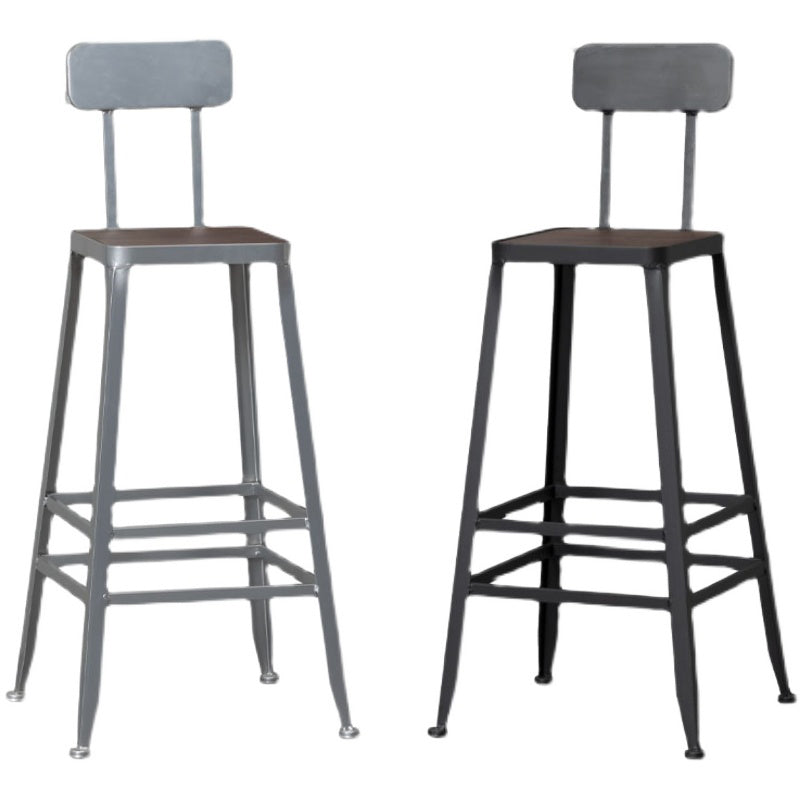 Industrial Style Wood Top Barstool Indoor Black 4 Legs Bar Stool for Coffee Shop