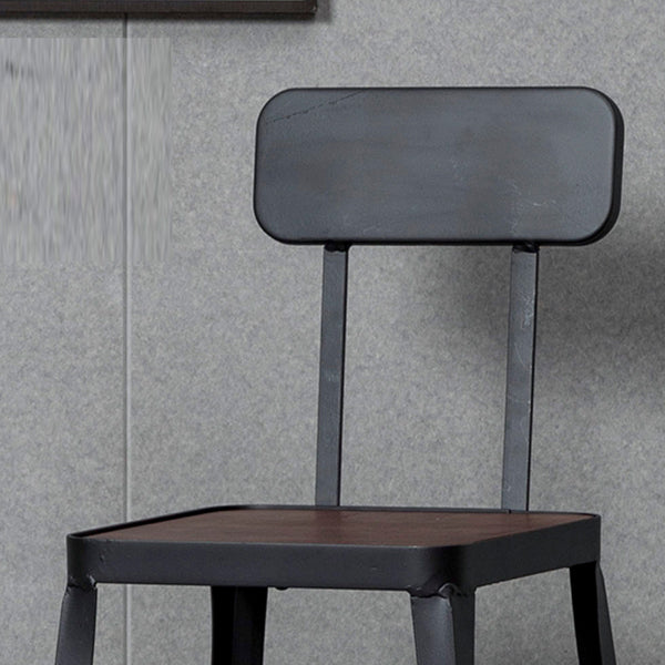 Industrial Style Wood Top Barstool Indoor Black 4 Legs Bar Stool for Coffee Shop