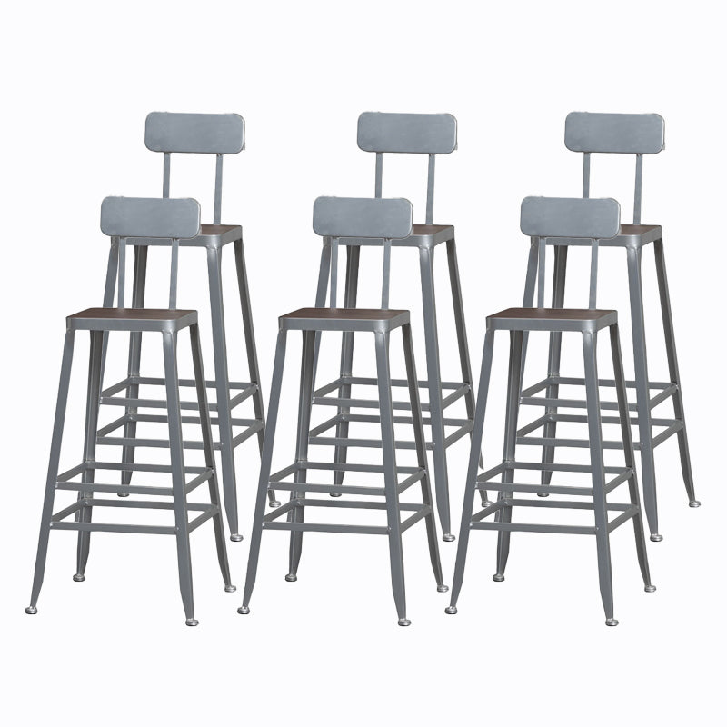 Industrial Style Wood Top Barstool Indoor Black 4 Legs Bar Stool for Coffee Shop