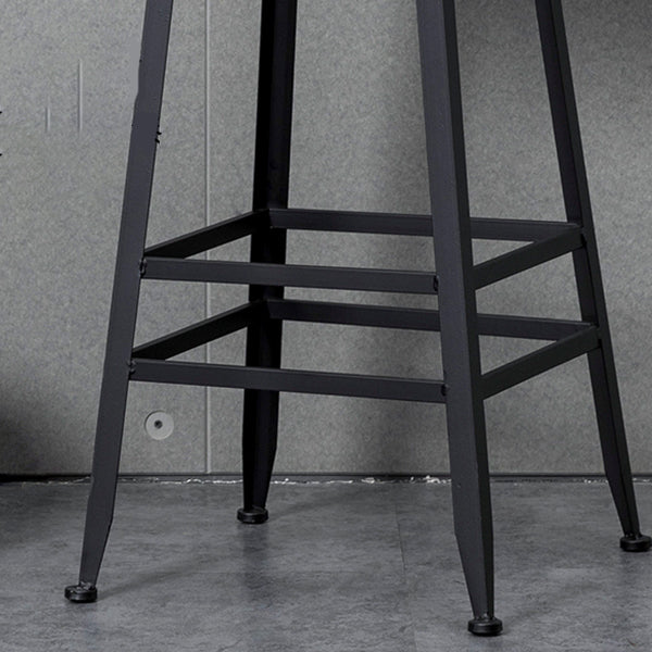 Industrial Style Wood Top Barstool Indoor Black 4 Legs Bar Stool for Coffee Shop