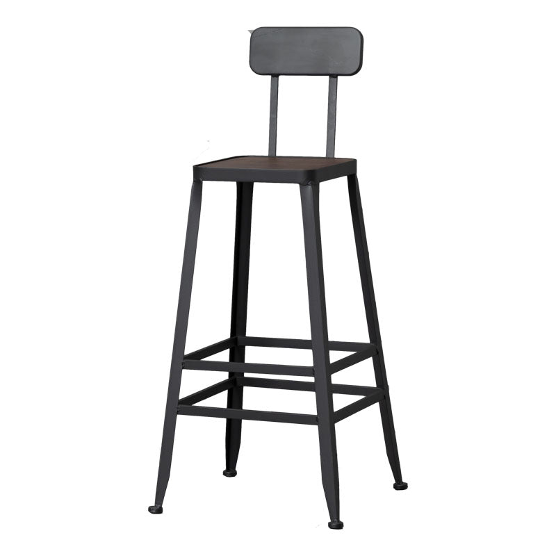 Industrial Style Wood Top Barstool Indoor Black 4 Legs Bar Stool for Coffee Shop
