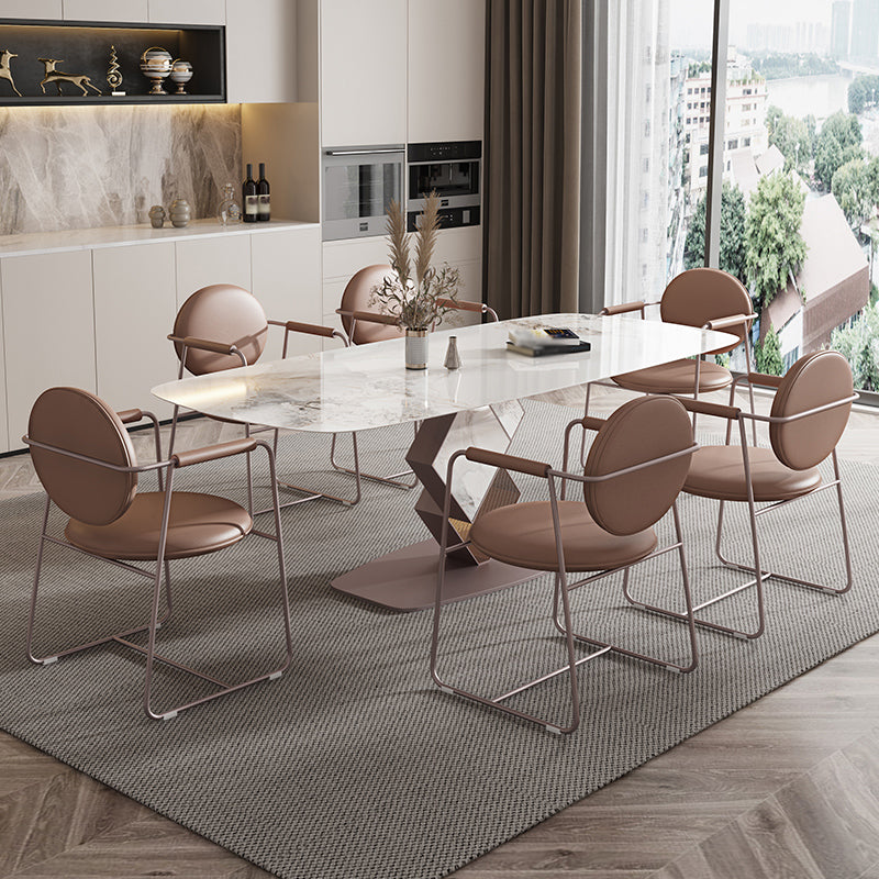 Glam Style Rectangle Sintered Stone Dining Set 1/4/5/7 Pieces Dining Set for Dining Areas