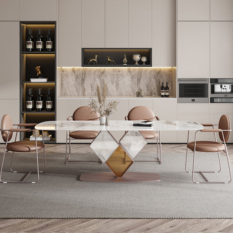 Glam Style Rectangle Sintered Stone Dining Set 1/4/5/7 Pieces Dining Set for Dining Areas