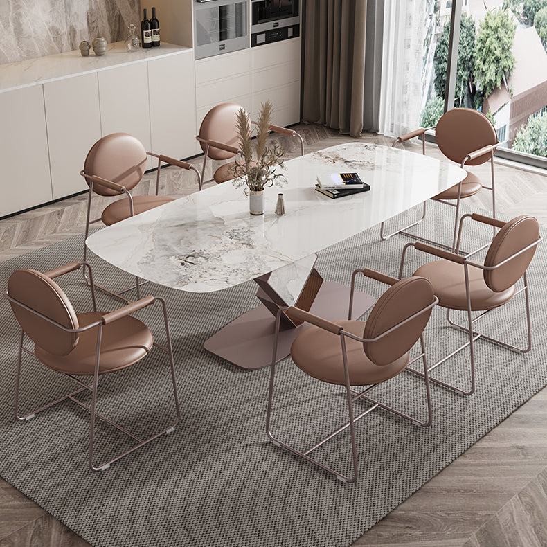 Glam Style Rectangle Sintered Stone Dining Set 1/4/5/7 Pieces Dining Set for Dining Areas