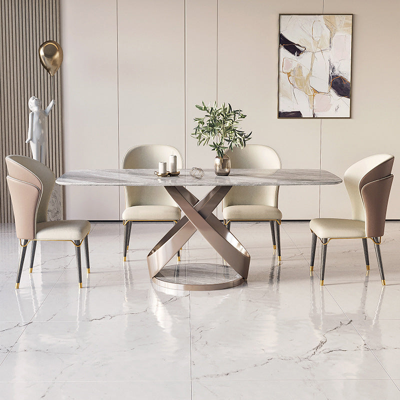 Glam Style Rectangle Sintered Stone Dining Set 1/4/5/7 Pieces Dining Set