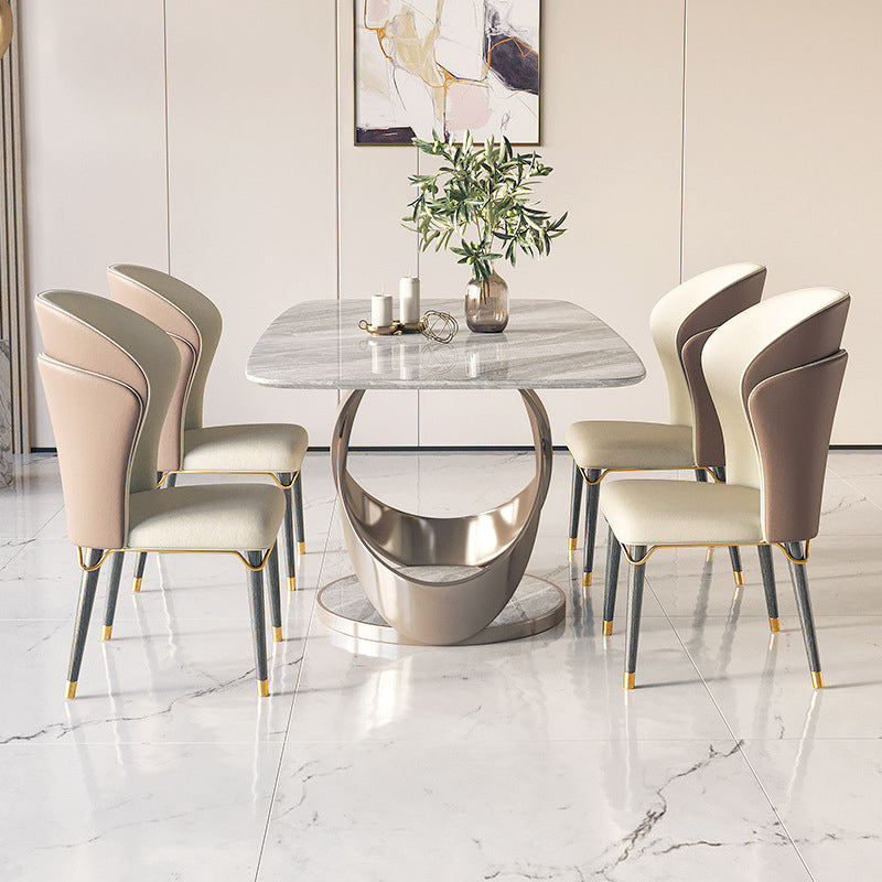 Glam Style Rectangle Sintered Stone Dining Set 1/4/5/7 Pieces Dining Set
