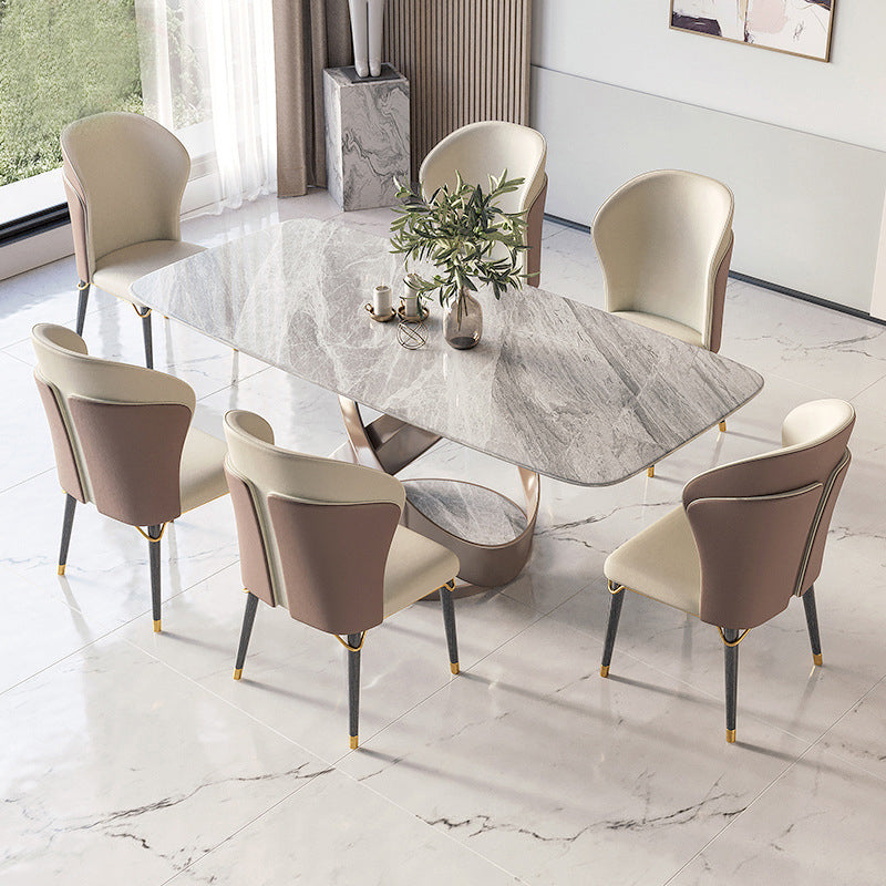 Glam Style Rectangle Sintered Stone Dining Set 1/4/5/7 Pieces Dining Set