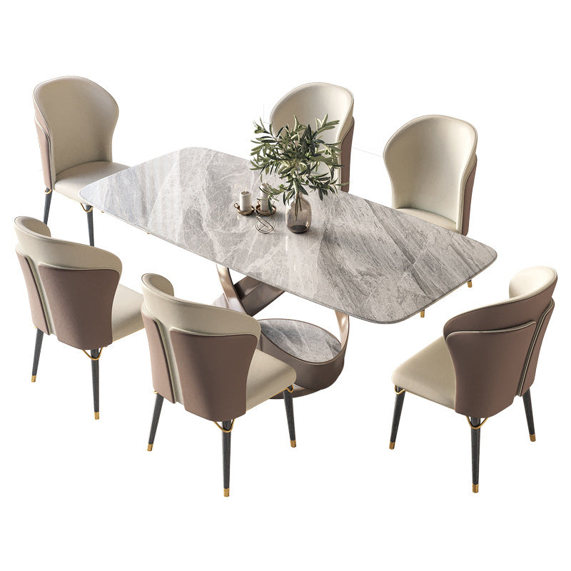 Glam Style Rectangle Sintered Stone Dining Set 1/4/5/7 Pieces Dining Set
