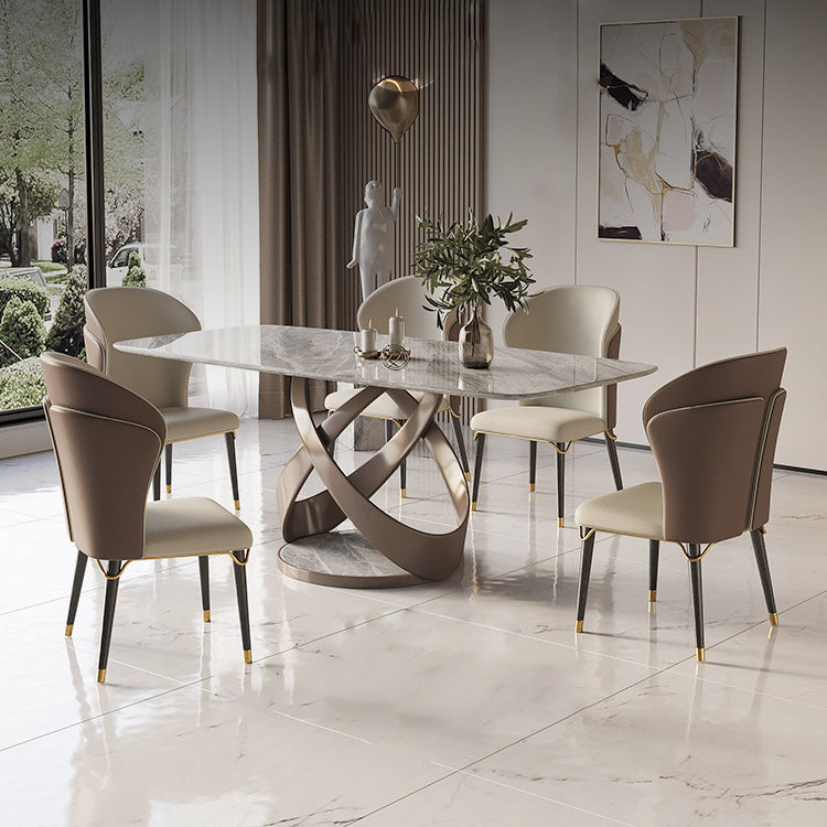 Glam Style Rectangle Sintered Stone Dining Set 1/4/5/7 Pieces Dining Set
