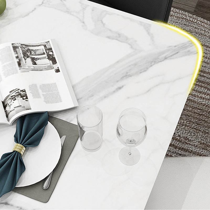 Marble White Tone Dining Table Simplicity 4 Legs Table for Dining Room