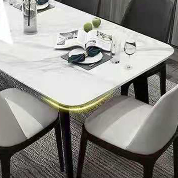 Marble White Tone Dining Table Simplicity 4 Legs Table for Dining Room