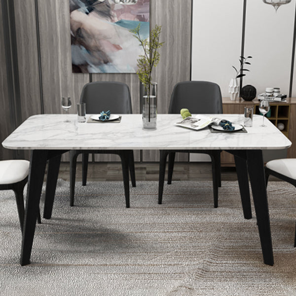 Marble White Tone Dining Table Simplicity 4 Legs Table for Dining Room