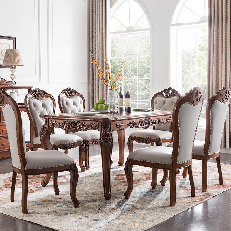 Solid Wood Mid-Century Modern Rectangle Dining Table Rubberwood Top Table for Dining Room