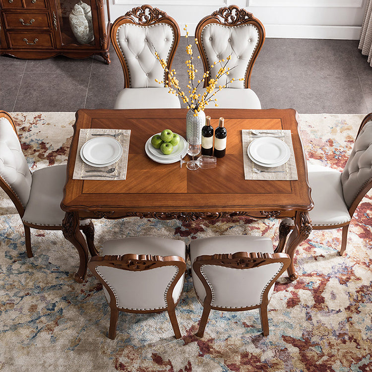 Solid Wood Mid-Century Modern Rectangle Dining Table Rubberwood Top Table for Dining Room