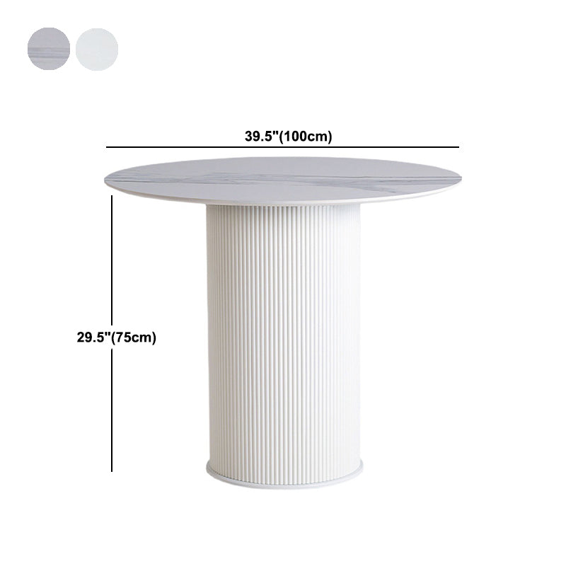 Simplicity Round Top Restaurant Table White Metal Base Dining Table