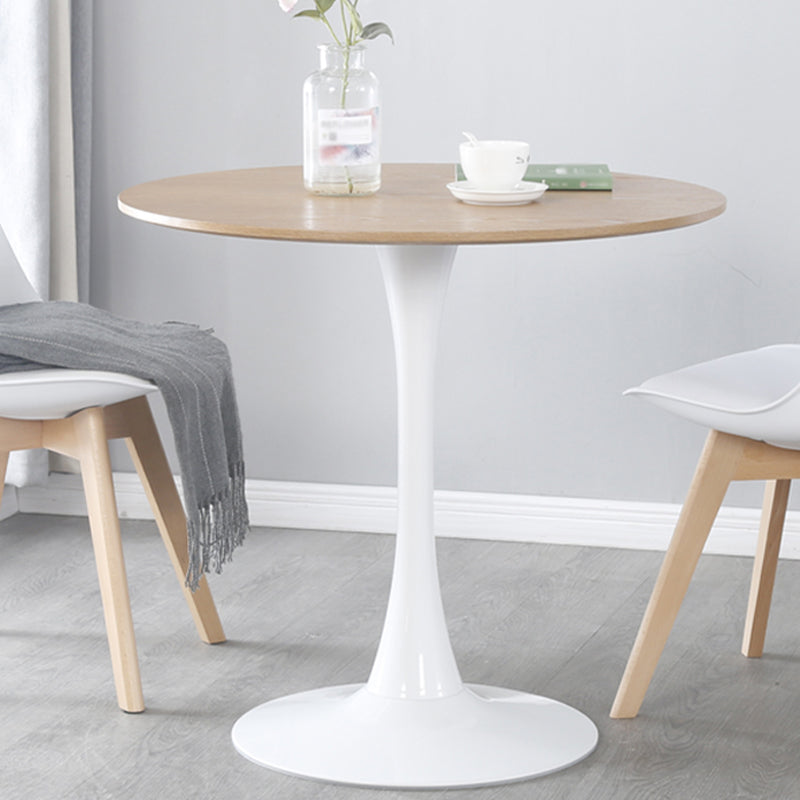 Modern Wood Table for Restaurant Round Table with Metal Pedestal