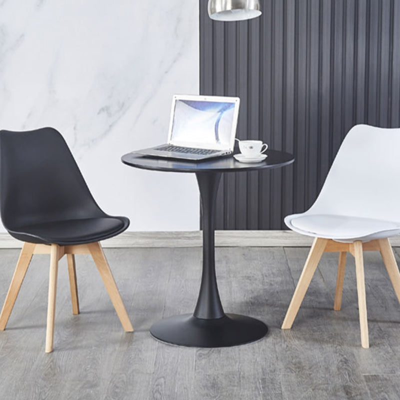 Modern Wood Table for Restaurant Round Table with Metal Pedestal