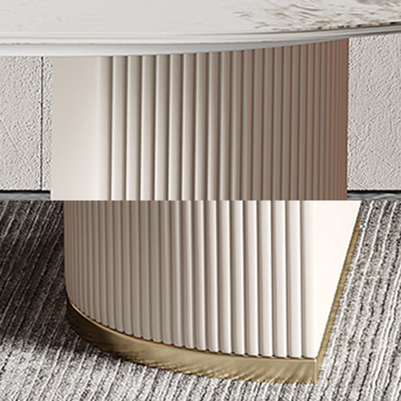 Oval Dining Table Stone Dining Table Modern with Metal Base Pedestal