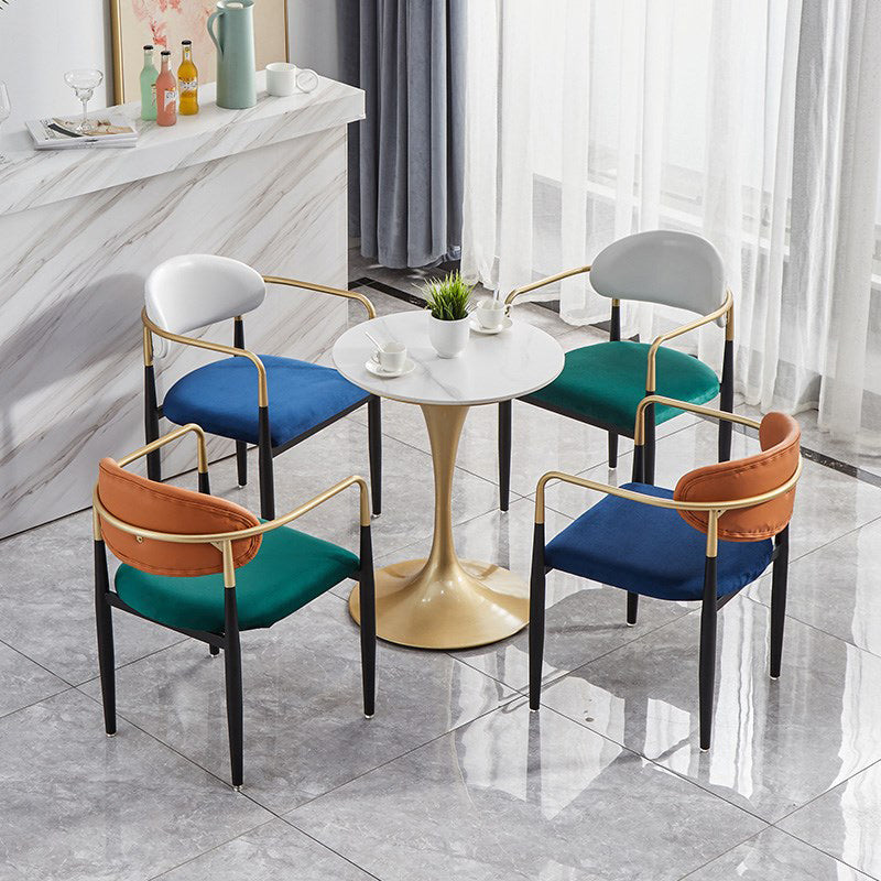 Round Golden Base Dining Table Glam Stone Tulip Dining Table