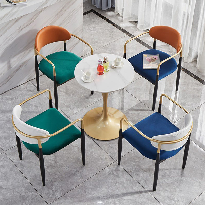 Round Golden Base Dining Table Glam Stone Tulip Dining Table