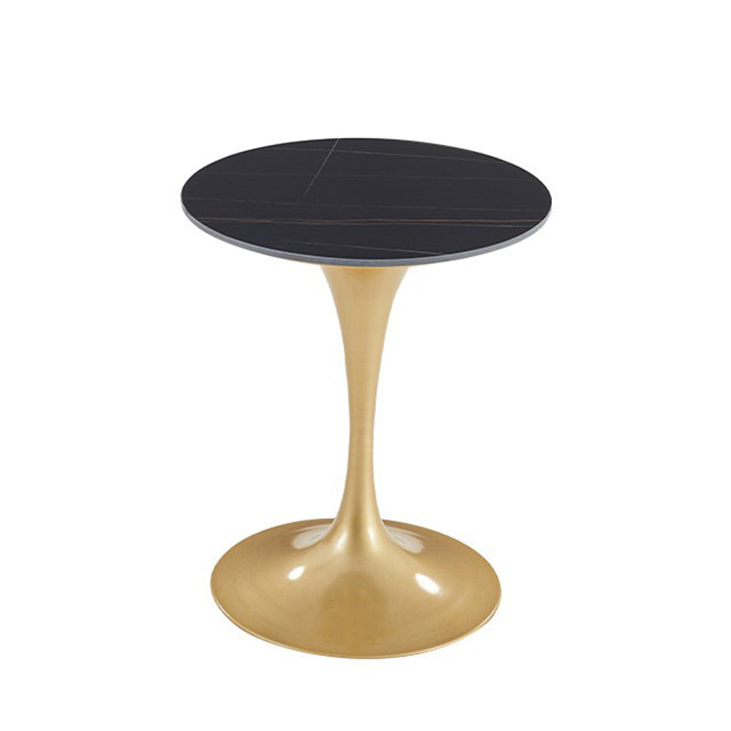 Round Golden Base Dining Table Glam Stone Tulip Dining Table