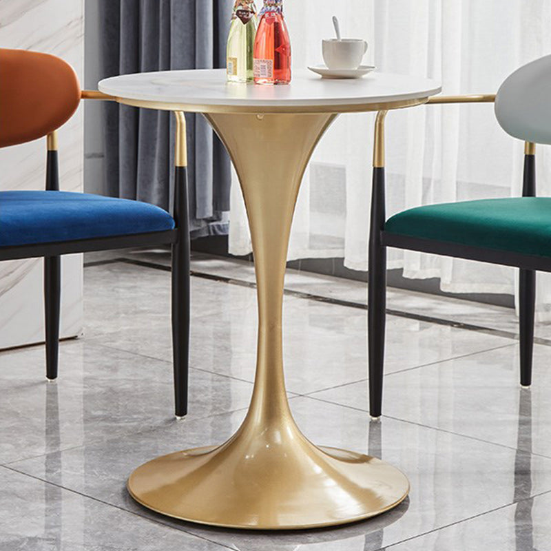 Round Golden Base Dining Table Glam Stone Tulip Dining Table