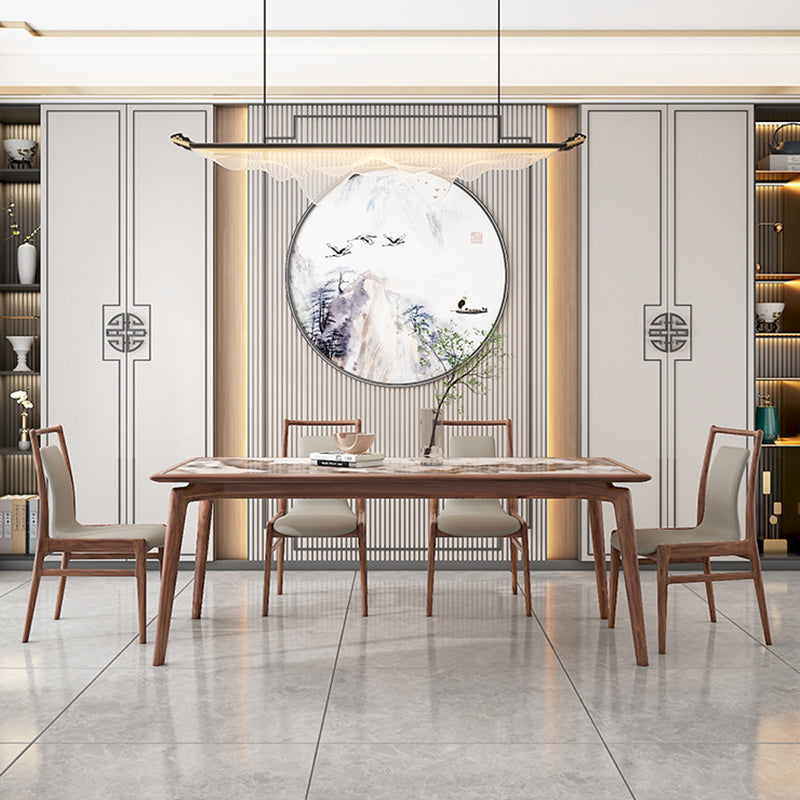 Modern Solid Wood Dining Site Table Stone Top Tripod Base Dining Table