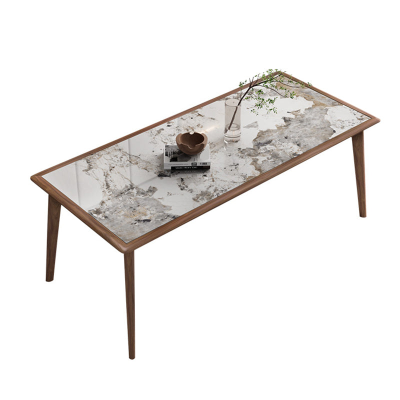 Modern Solid Wood Dining Site Table Stone Top Tripod Base Dining Table