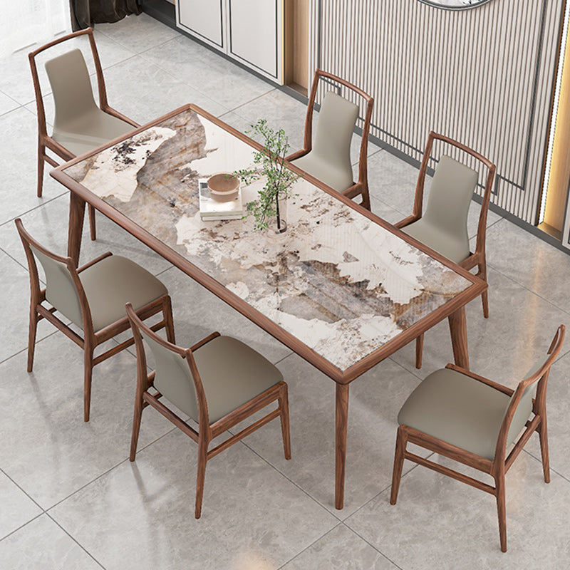 Modern Solid Wood Dining Site Table Stone Top Tripod Base Dining Table