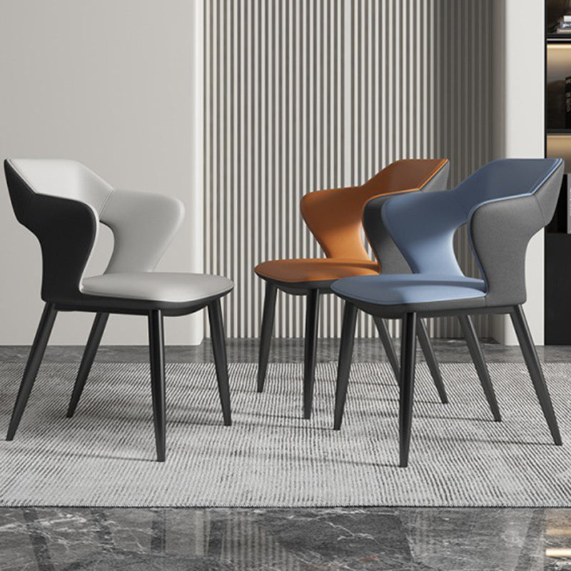 Metal Indoor Upholstered Chair with Arms Metallic Finish Open Back Side Chair