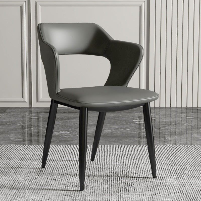 Metal Indoor Upholstered Chair with Arms Metallic Finish Open Back Side Chair