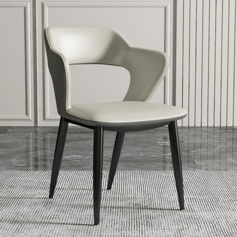 Metal Indoor Upholstered Chair with Arms Metallic Finish Open Back Side Chair