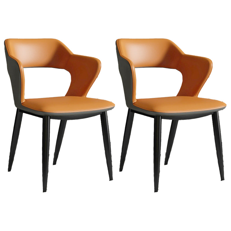 Metal Indoor Upholstered Chair with Arms Metallic Finish Open Back Side Chair