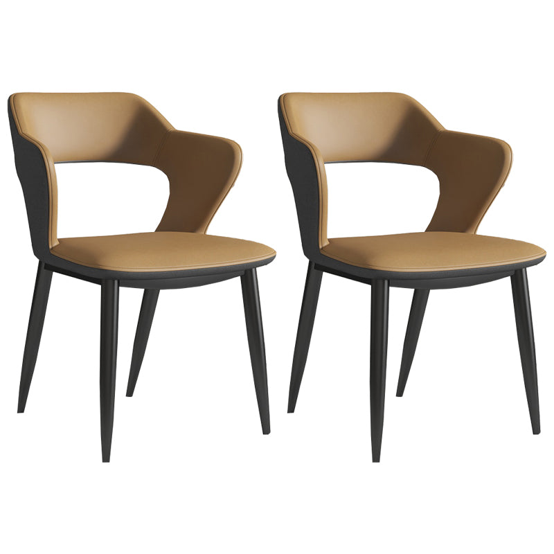 Metal Indoor Upholstered Chair with Arms Metallic Finish Open Back Side Chair