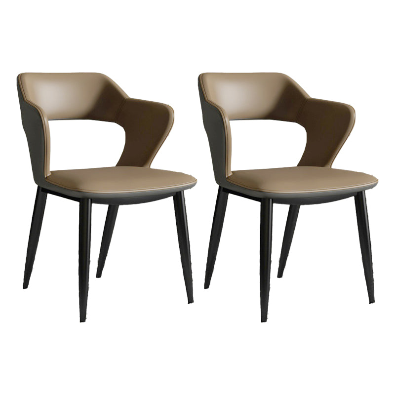 Metal Indoor Upholstered Chair with Arms Metallic Finish Open Back Side Chair