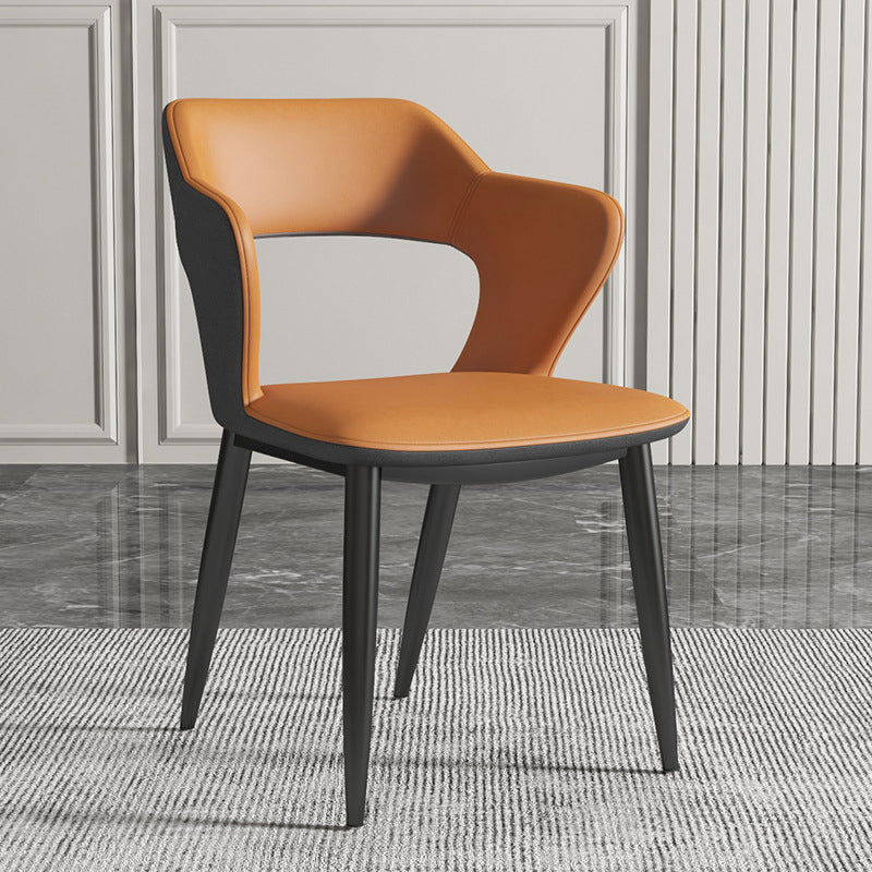 Metal Indoor Upholstered Chair with Arms Metallic Finish Open Back Side Chair