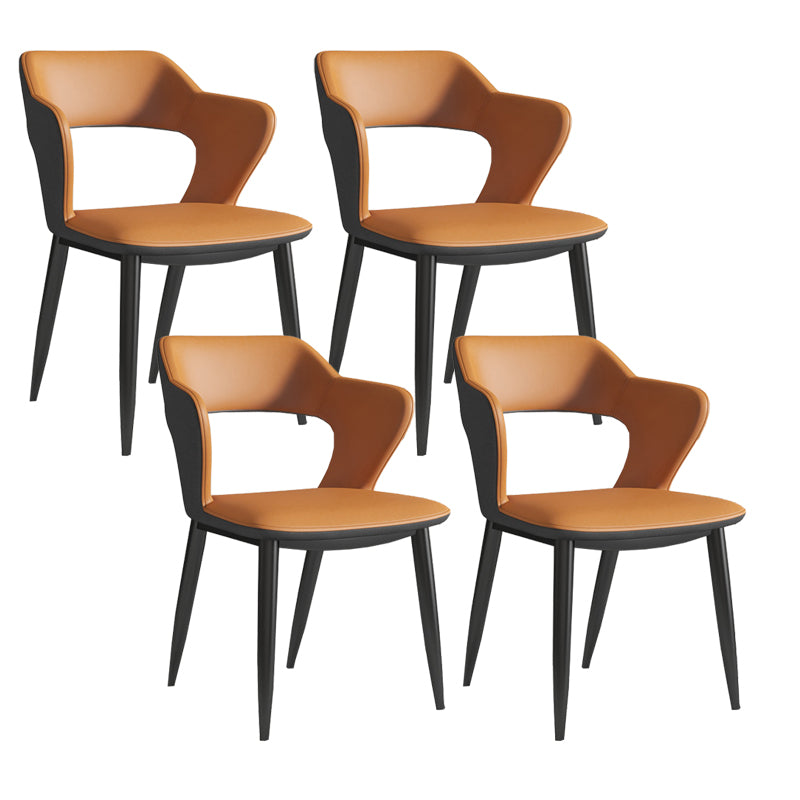 Metal Indoor Upholstered Chair with Arms Metallic Finish Open Back Side Chair