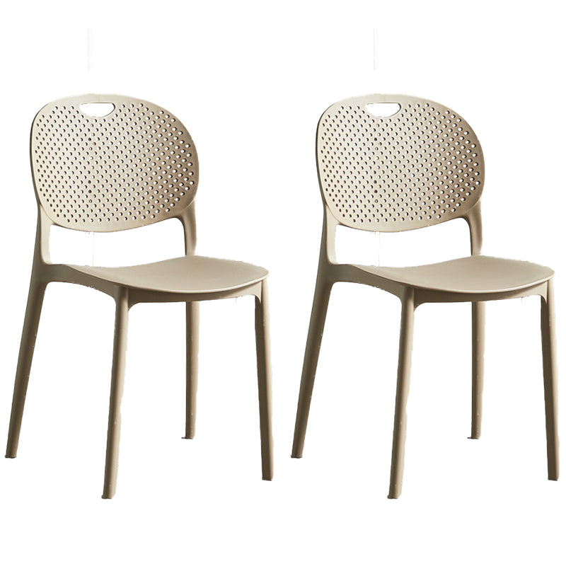 Plastic Contemporary Armless Chair Open Back Kitchen Room Chair